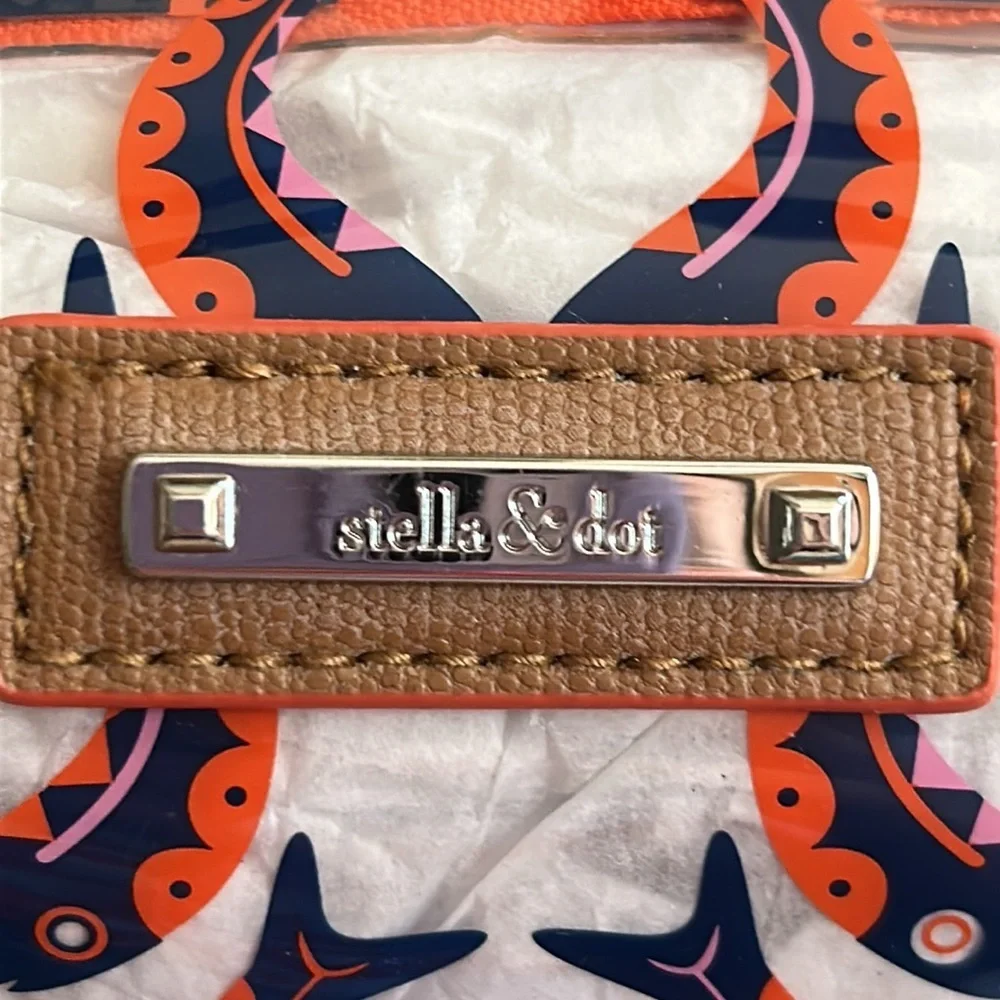 Navy Blue and Orange Stella and Dot makeup bag